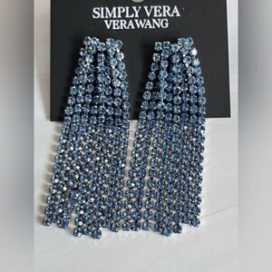 Vera Wang Rhinestone Blue Waterfall Chandellier Earrings Party Evening Dangle‎